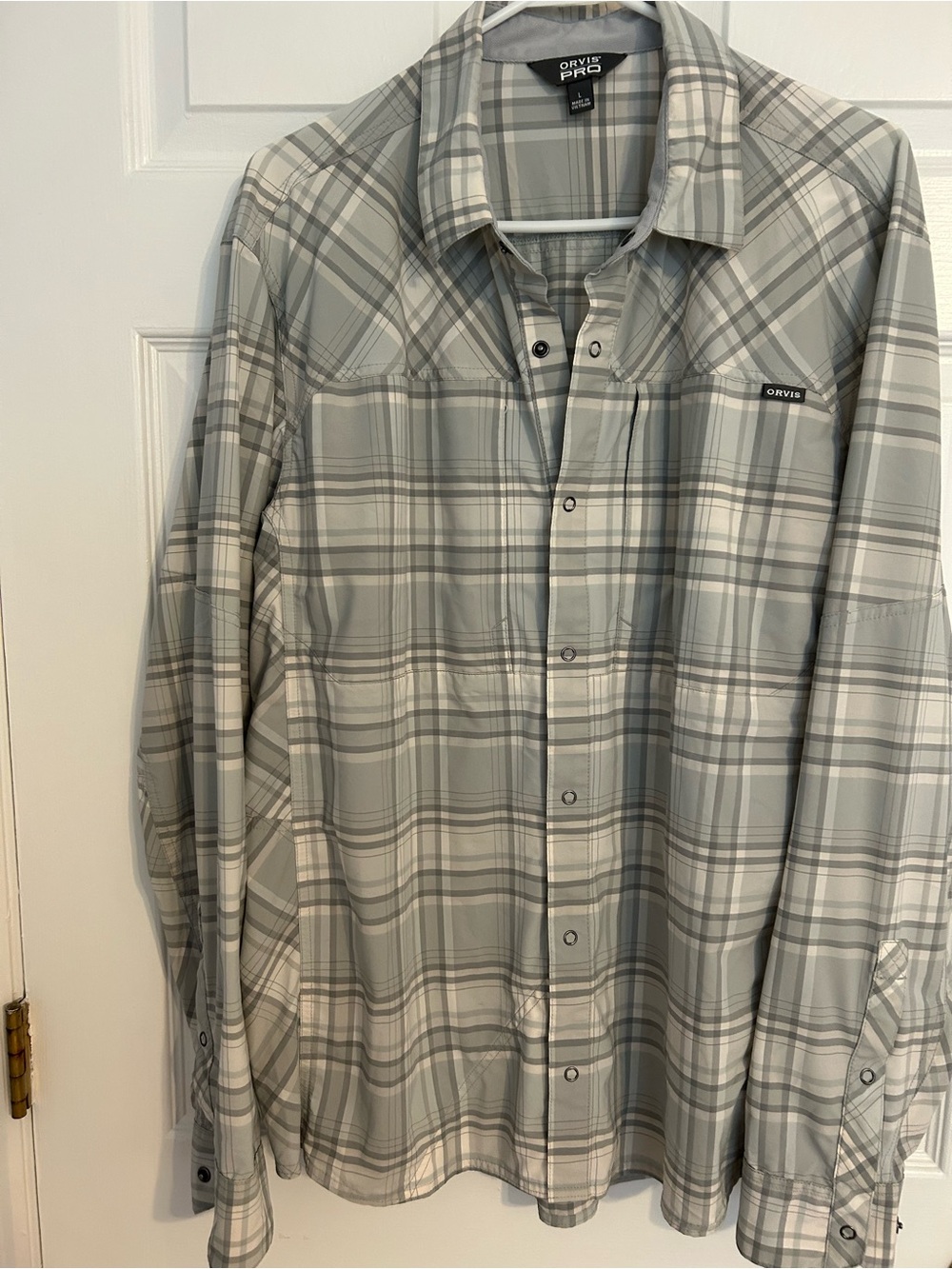 Orvis Light Gray Plaid Lightweight Shirt Jacket